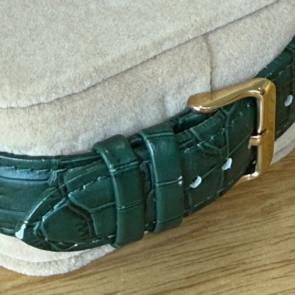 LOFT Gold Tone Green Croc Leather Band Watch Mother Of Pearl Face NWOT